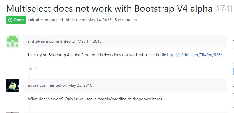 Multiselect does not work with Bootstrap V4 alpha