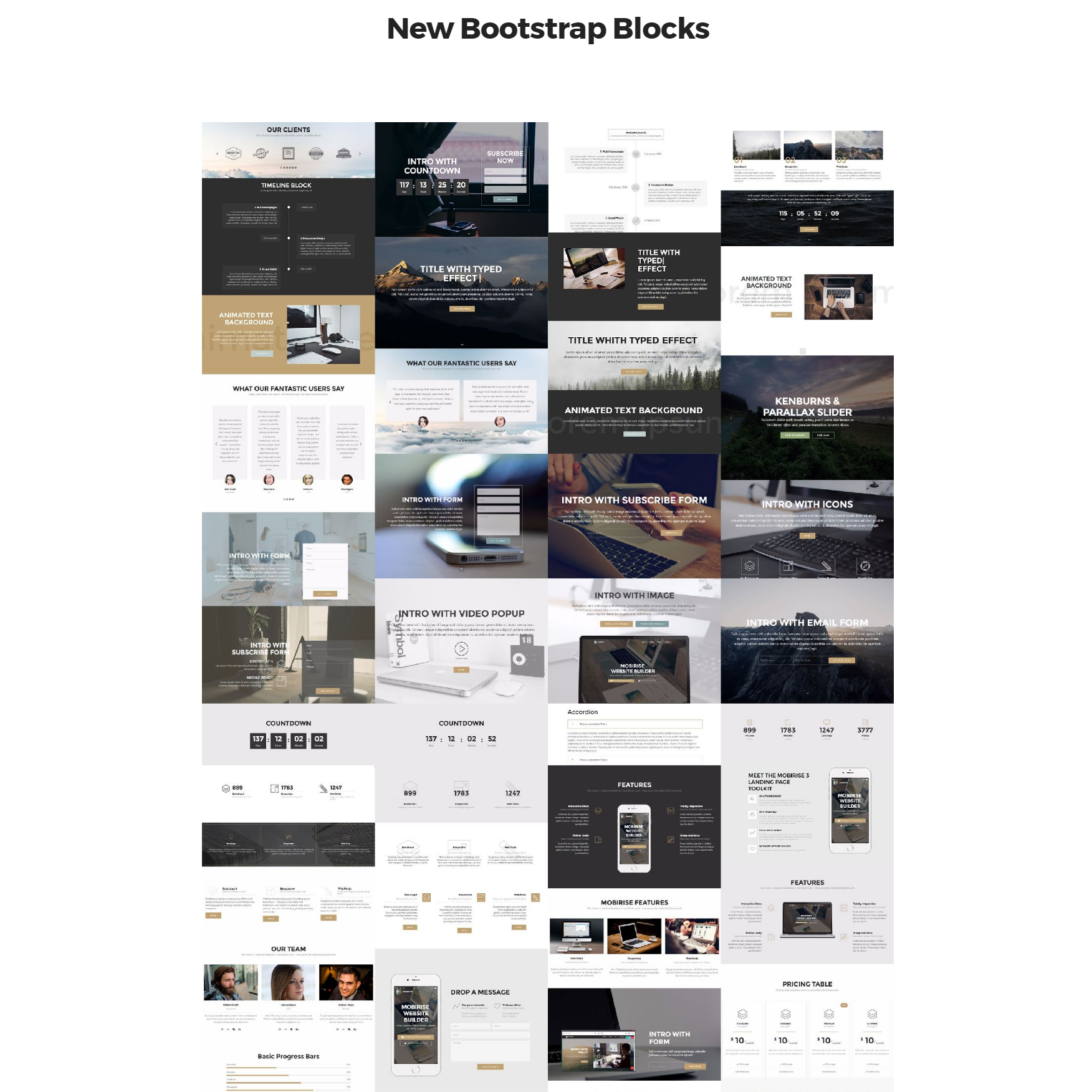 HTML Bootstrap 4 mobile-friendly blocks Themes