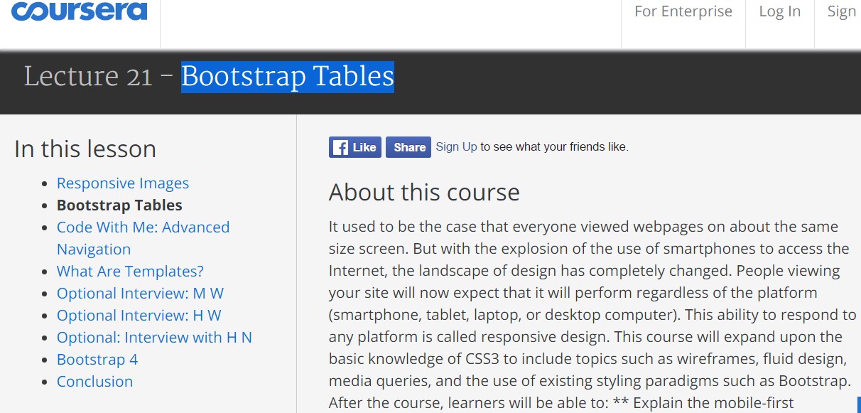 Bootstrap Tables Lecture